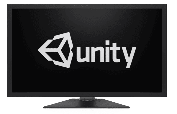A PC screen showing the Unity Logo
