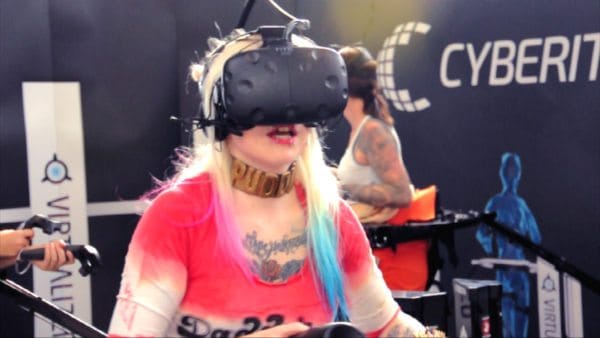 Girl in Zombie Shooter wearing VR Headset in Virtualizer